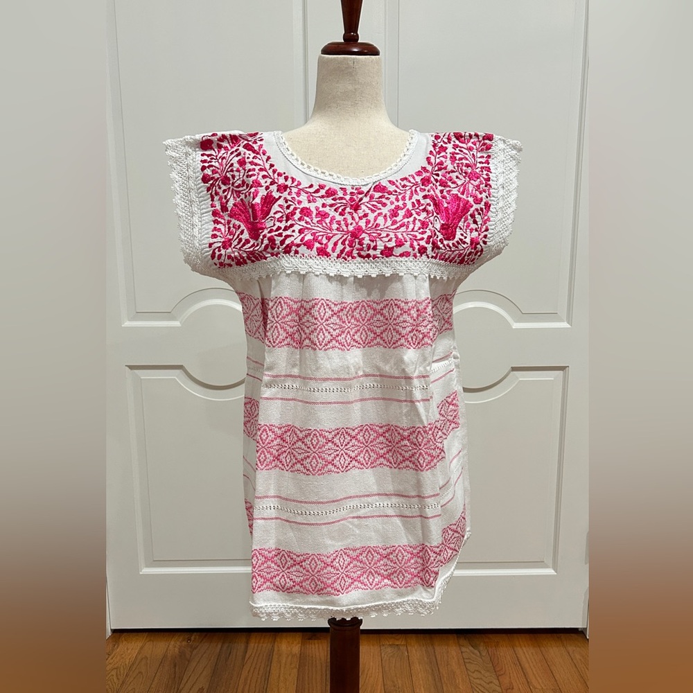 Paloma Embroidered Mexican Blouse, handLoom Fabric.